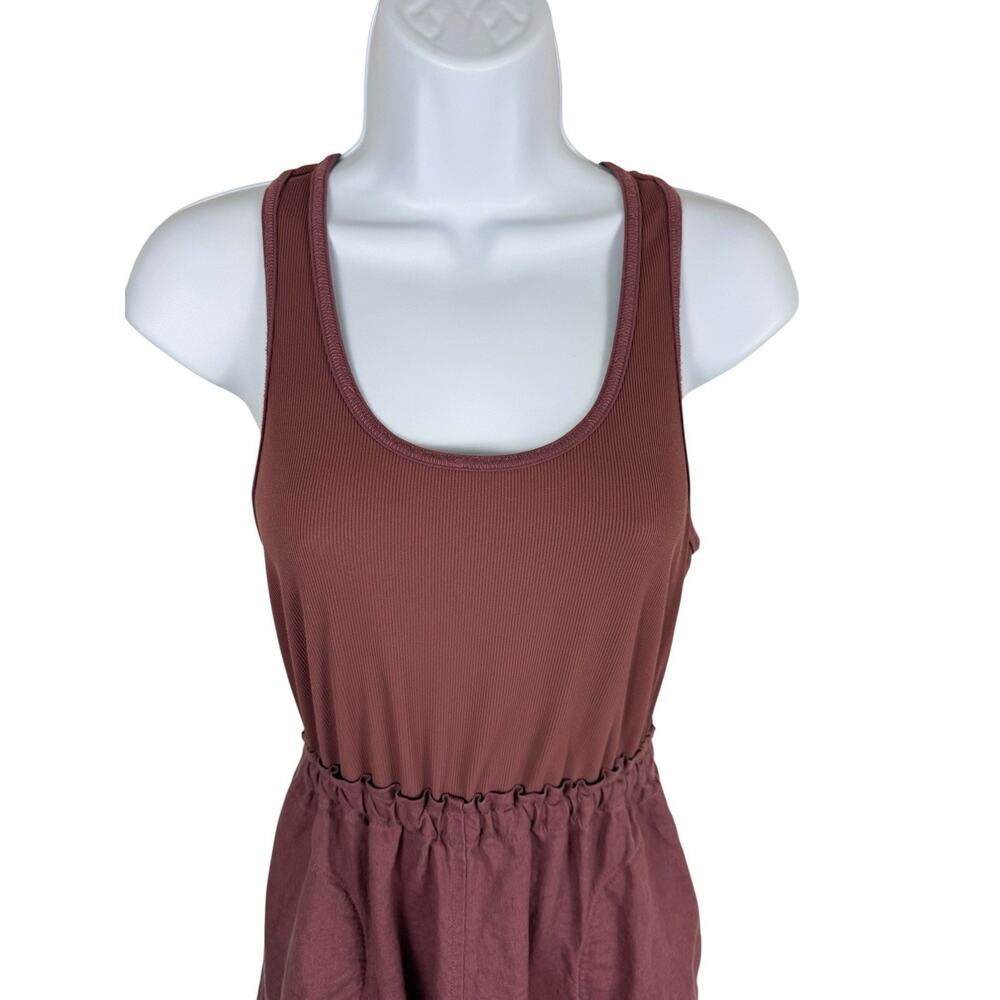 Athleta Dress Womens Extra Small Baja Midi Burgundy Linen Racerback Tank Pockets - Picture 3 of 12